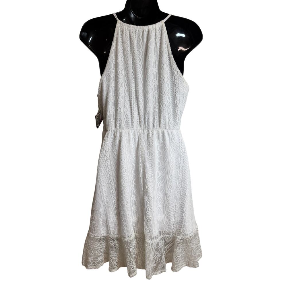 Trixx Women Dress Fit Flare Size Medium Faux Wrap Boho Festival Ruffle NWT New - Picture 6 of 11